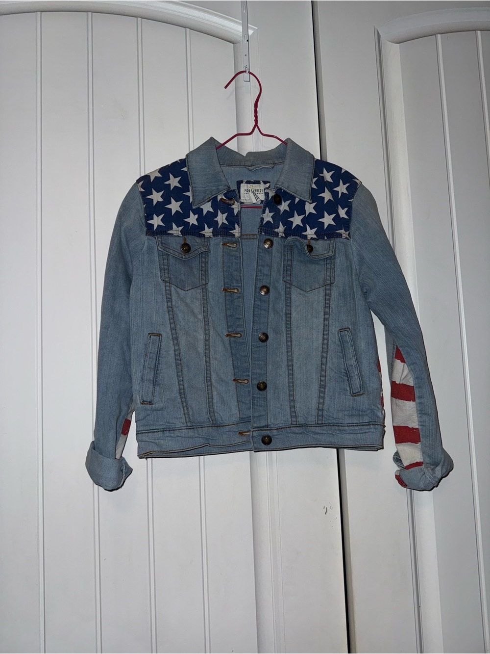 Forever 21 American Flag Jean Jacket